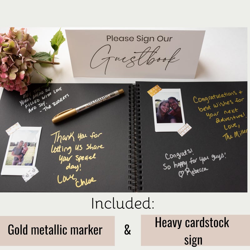 Paper 'n Such Graduation Party Black Guest Book with Blank Pages for Polaroid Pictures, Funeral, Wedding Reception, Birthday, Bridal or Baby Shower, Vacation House Guestbook -Spiral Hardcover - Image 5